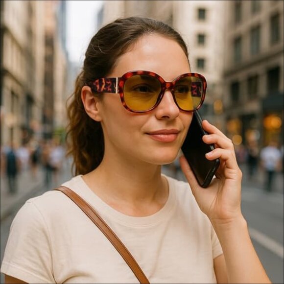 Polarized Oversized Sunglasses with Tortoise Frame and Scratch Resistant Coating